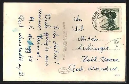 AK St. Nikola a. d. Donau, Ortsansicht mit Flusspartie