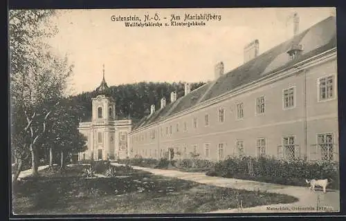 AK Gutenstein /N.-Ö., Am Mariahilfberg, Wallfahrtskirche und Klostergebäude
