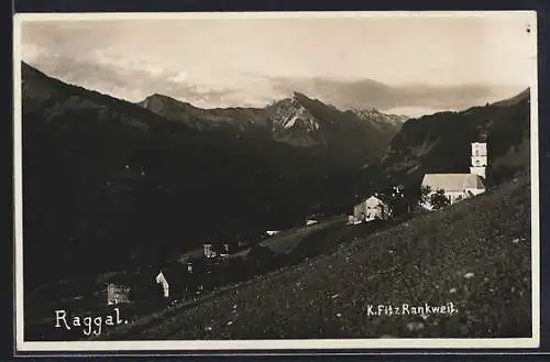 AK Raggal, Ortsansicht mit Blick ins Tal