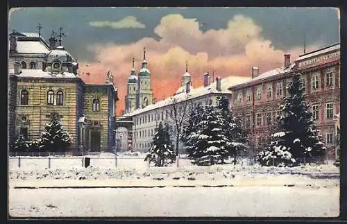 AK Innsbruck, Partie am Rennweg im Winter