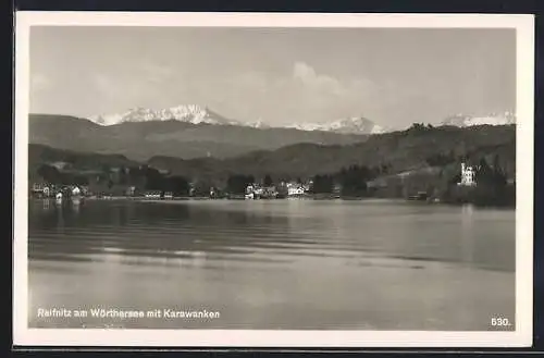 AK Reifnitz am Wörthersee, Ortsansicht mit Karawanken