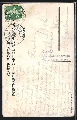 AK Meiringen, Hotel des Alpes mit Reichenbachfällen