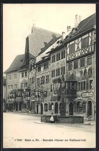 AK Stein a. Rh., Bemalte Häuser am Rathausplatz