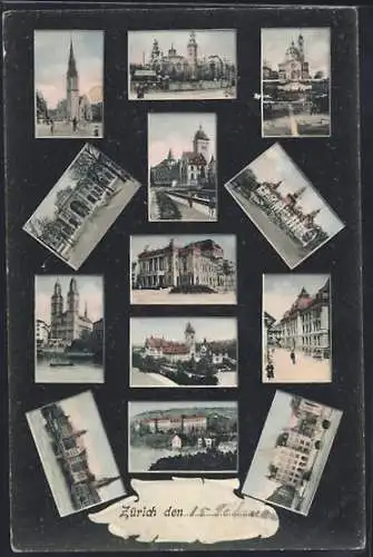 AK Zürich, Kirche, Tonhalle, Grossmünster, weitere Ortsansichten