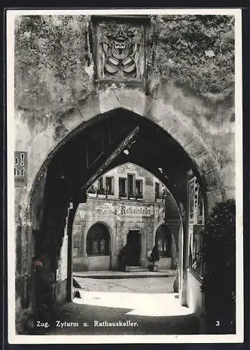 AK Zug, Zyturm und Gasthaus Rathauskeller
