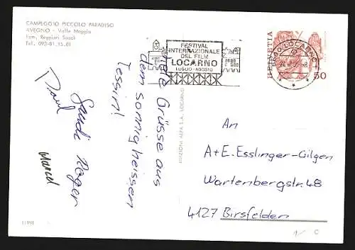 AK Avegno, Camping Piccolo Paradiso, Propr. Fam. Reggiori Spack