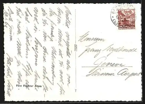 AK Arosa, Ortsansicht mit dem Hotel Metropol im Winter