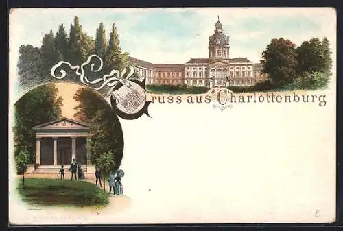 Lithographie Berlin-Charlottenburg, Stadtschloss, Mausoleum, Wappen