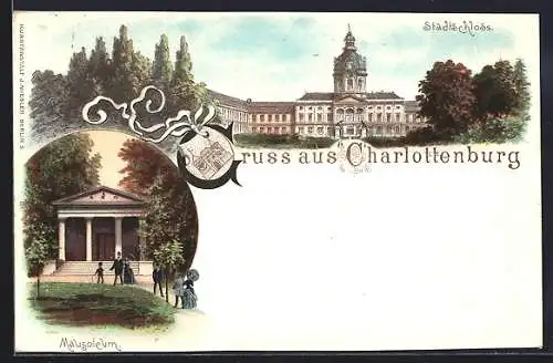 Lithographie Berlin-Charlottenburg, Stadtschloss, Mausoleum, Wappen