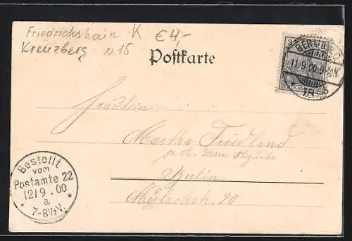 AK Berlin-Stralau, Segelboote mit Kirchturm im Hintergrund