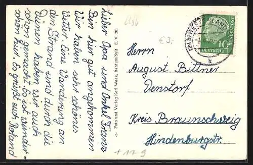 AK Rantum, Seeheim Alt-Rantum, Wirtschaftsgebäude, Badestrand, Haus Altona und Köln, Möwe