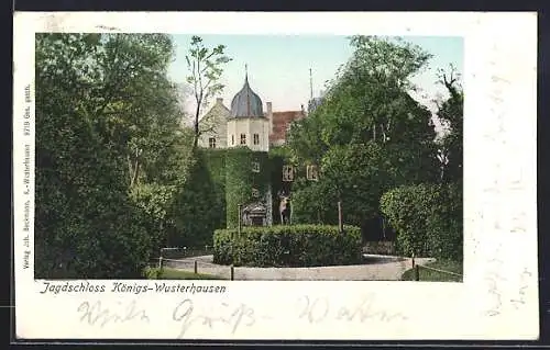 Goldfenster-AK Königs Wusterhausen, Jagdschloss mit leuchtenden Fenstern