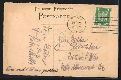 Lithographie Köln, Grand Hotel Belgischer Hof Bierstall in der Komödienstrasse
