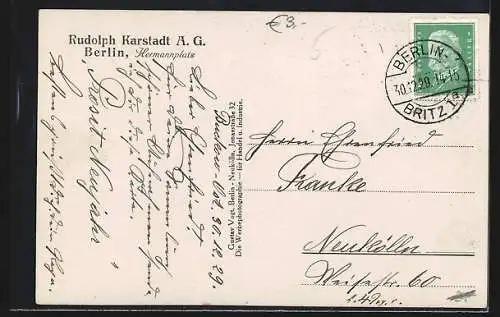 AK Berlin-Neukölln, Rudolph Karstadt AG am Hermannplatz