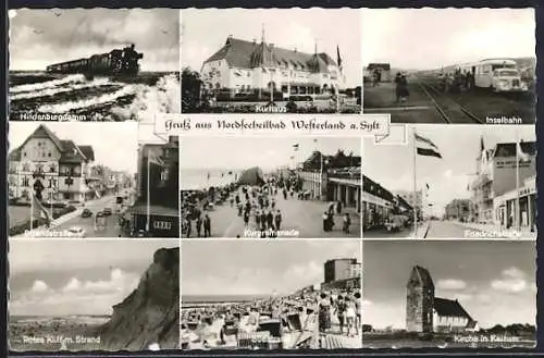 AK Westerland /Sylt, Borgward Schienenbus, Friedrichstrasse, Strandstrasse