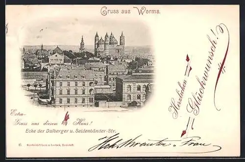 AK Worms, Haus Ecke Dalberger und Seidenbänder-Strasse