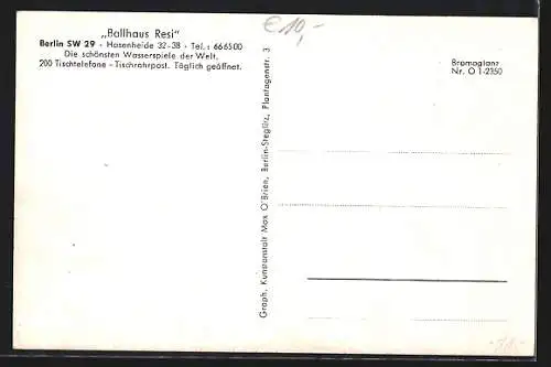 AK Berlin-Kreuzberg, Ballhaus Resi an der Hasenheide 29, Innenansicht