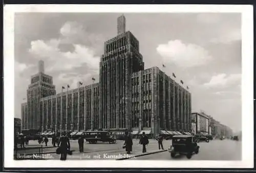 AK Berlin-Neukölln, Karstadt-Haus am Hermannplatz im Art Deco-Stil