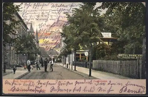 AK Bad Neuenahr, Hauptstrasse, Ortspartie am Hotel Bonn im Abendrot