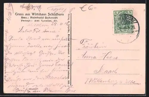 AK Berlin-Grunewald, Schildhorn, Wirtshaus Schildhorn und Dampferanlegestelle