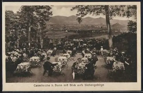 AK Casselsruhe b. Bonn, Blick aufs Siebengebirge vom Hotel Casselsruhe