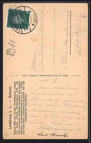 AK Landsberg am Lech, Rathaus mit Brunnen