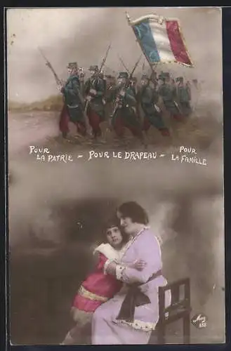 AK Mutter und Tochter denken an die Männer an der Front, Propaganda