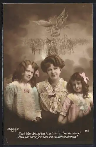 AK Mutter und Töchter daheim denken an die Soldaten an der Front, Propaganda