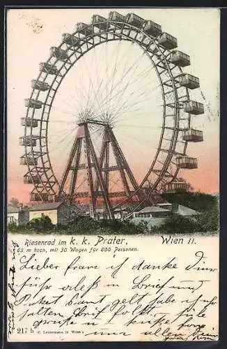 AK Wien, Riesenrad im K. k. Prater