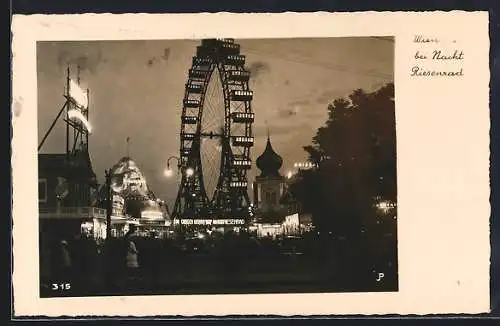 AK Wien, Riesenrad im Prater bei Nacht