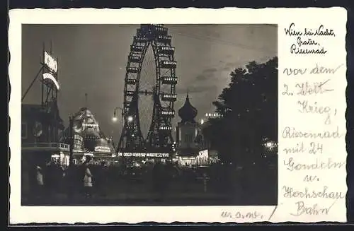 AK Wien, Das Riesenrad im Prater bei Nacht