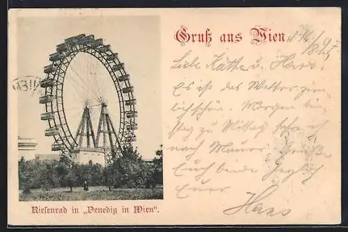 AK Wien, Riesenrad in Veneding in Wien, Prater