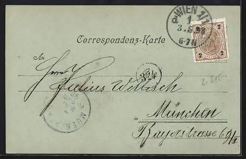 Künstler-AK Wien, Praterpartie mit Konstantinhügel