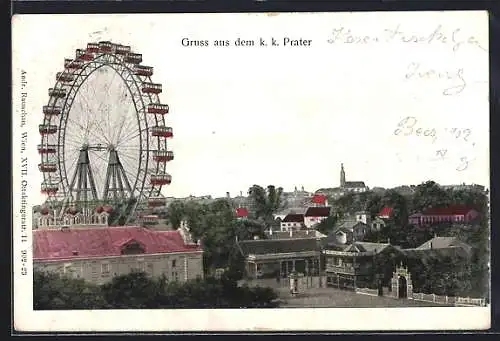 AK Wien, K. k. Prater-Panorama mit Riesenrad