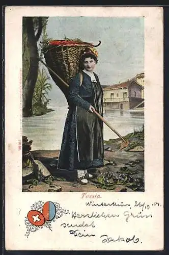 AK Tessin, Magd in Tracht