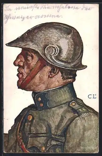 AK Schweizer Soldat in Uniform mit Helm