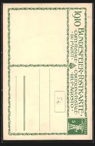 Künstler-AK Schweizer Bundesfeier 1910, Die Wächter der Heimat