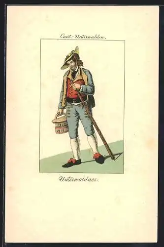 AK Schweizer Wanderer in Unterwaldner Trachten
