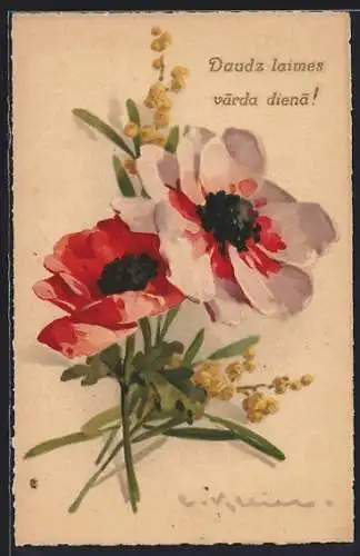 Künstler-AK Catharina Klein: zwei Mohnblumen