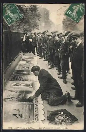 AK London, The Pavement Artist, Strassenmaler
