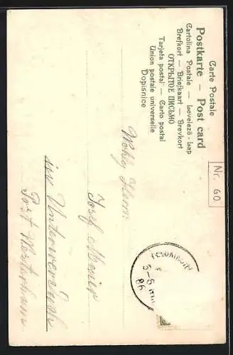 AK Frau mit Hut auf eine Wiese, Vergissmeinnicht