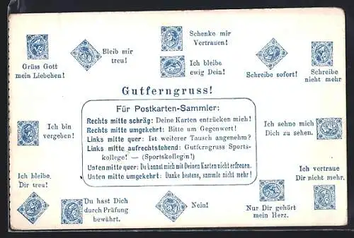 AK Briefmarkensprache, Anleitung für Postkarten-Sammler