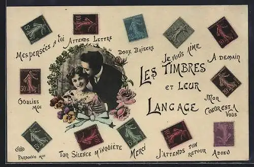 AK Les Timbres et leur Langage, Briefmarkensprache