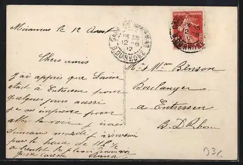 AK Het Geheim der Postzegel, Briefmarkensprache, Collage