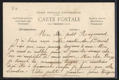 AK Le Secret des Timbres, Mille baisers, Un bonjour, Je t`aime, Paar im Rahmen