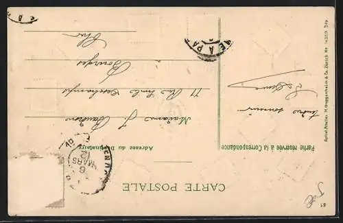 AK Le Langage des Timbres, französische Briefmarkensprache