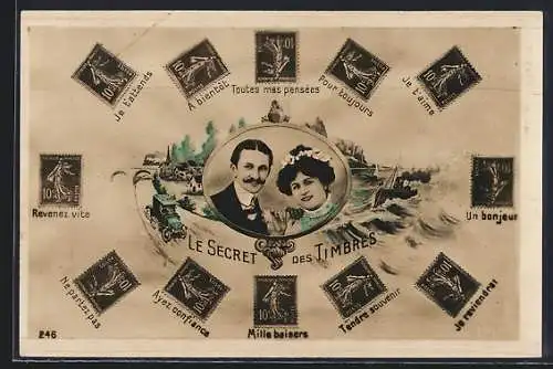 AK Le Secret des Timbres, Anleitung zur Briefmarkensprache