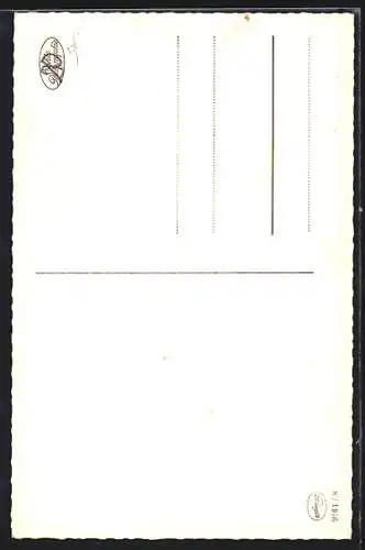 AK Junger Mann und junge Frau, Beispiele der Briefmarkensprache