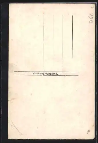 AK Liebespaar im Passepartout, französische Briefmarkensprache