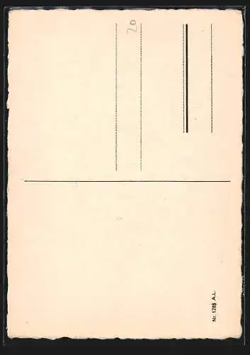 AK Wanderer riecht an einer Blume, Briefmarkensprache